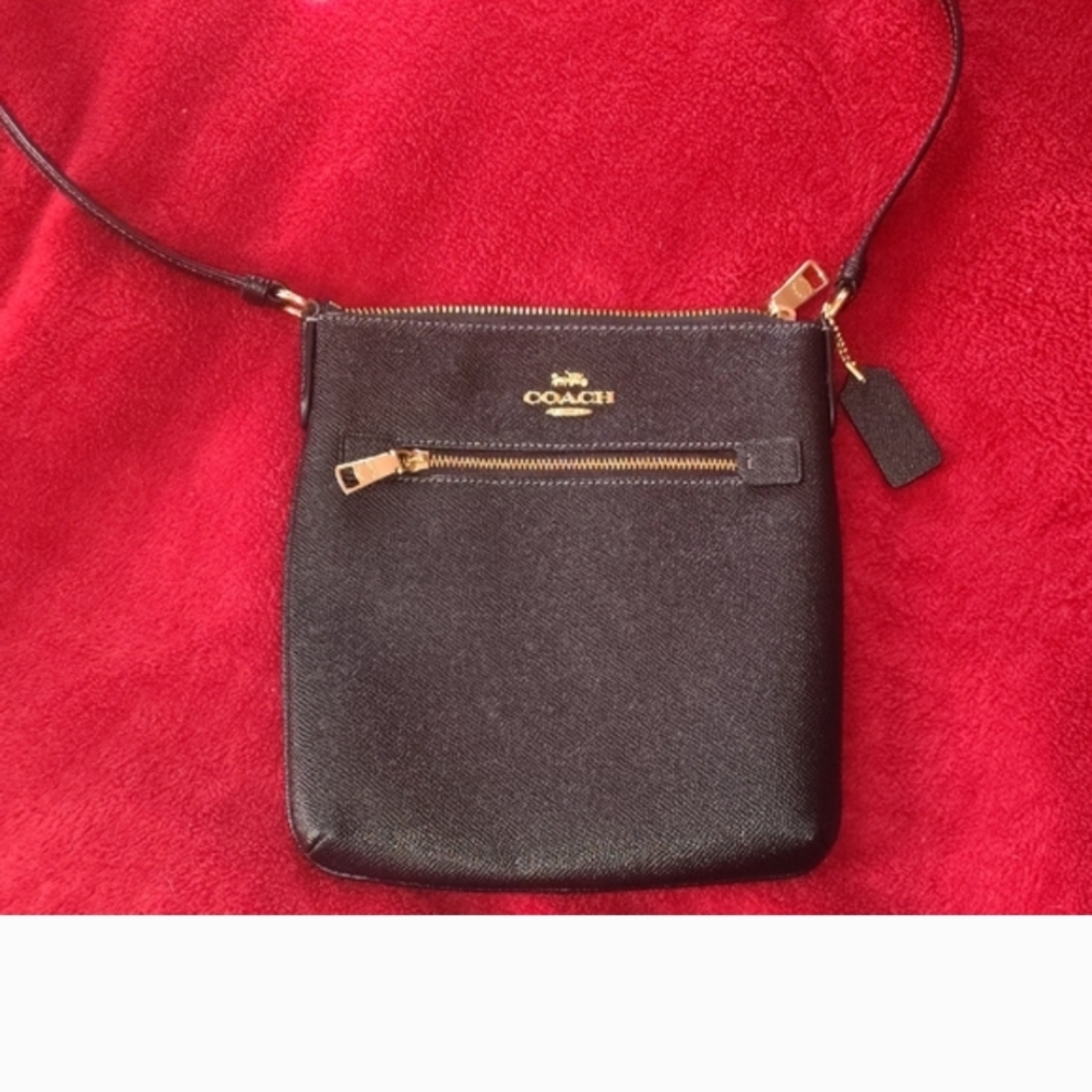 Coach Black Crossbody Bag with Gold Accents